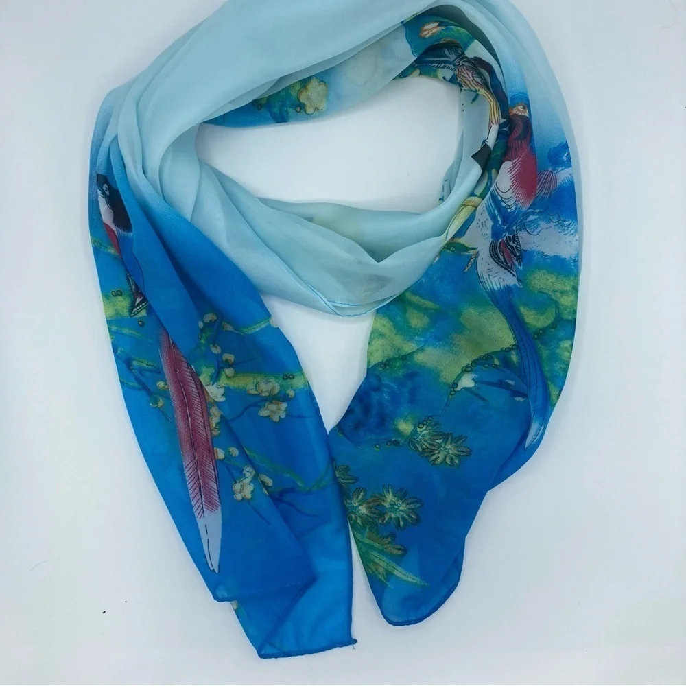 EUC Scarf with Japanese style‎ bird print, 20” x 60”